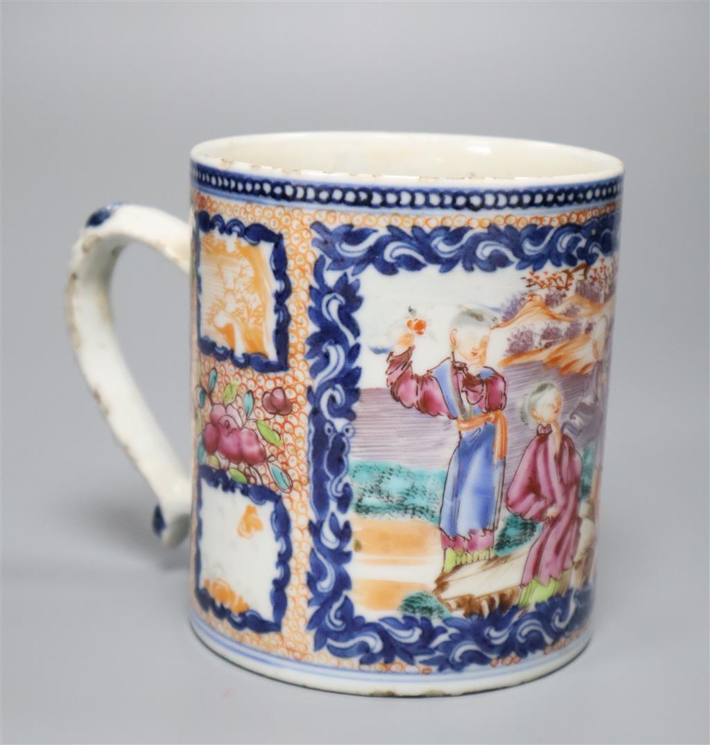 A Chinese export Mandarin pattern mug, height 11cm